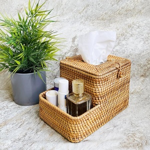 Handwoven rattan <b>tissue</b> <b>holder</b> boxes decorative napkin box container for <b>kitchen</b> living room - Product Image 5