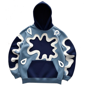 Sudadera con Capucha Oversize con Apliques de Ondas Abstractas, Estilo Streetwear Unisex, Bloques de Color, Multicolor, Venta al por Mayor, OEM, Logotipo Personalizado - Product Image 5