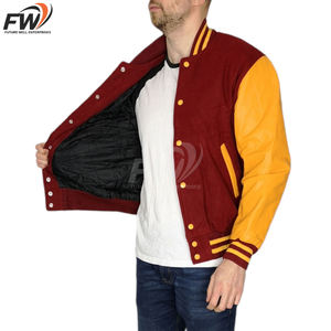 เสื้อแจ็คเก็ตเบสบอลทรงบอมเบอร์สีแดงเลือดหมูขาว รุ่นปี 2026 ผ้าฝ้ายน้ำหนักเบา ระบายอากาศได้ดี สำหรับผู้ชาย ไซส์พลัส แฟชั่นสไตล์วิทยาลัย - Product Image 5