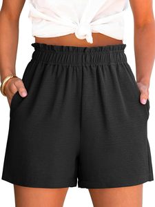 Shorts de estar para mujer, talla grande, de spandex/poliéster, con estampado floral, de secado rápido, ecológicos, de talle alto, cintura elástica, para uso casual en casa - Product Image 1