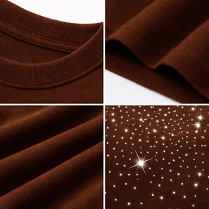 New <b>Design</b> Brown Custom Print Men's Oversized Fit Cotton Short Sleeve T-Shirt Rhinestone <b>Design</b> Streetwear Casual Summer tee - Product Image 6