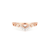 Bague de mariage minimaliste en or massif 9K 10K 14K 18K avec diamant de laboratoire rond, gravée en filigrane, motif chevron, pour la mariée