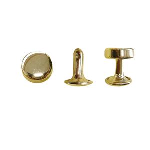OEM 2026 Custom Gold Round Flat Head Single Hollow <b>Rivet</b> Double Cap Brass Tubular Stud Button for Shoe Bag garment eyelets - Product Image 2