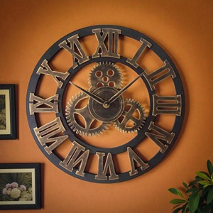 Industrial Style <b>Wall</b> <b>Clock</b> Perfect For Living Room And Office Adds Raw And Modern Urban Interior <b>Decor</b> Appeal From India - Product Image 6