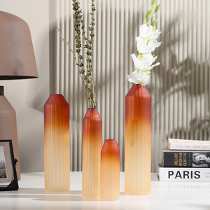 Premium Slim Frosted Amber <b>Glass</b> Vase Elegant Home Decor Flower Vase for Modern Living Spaces - Product Image 1