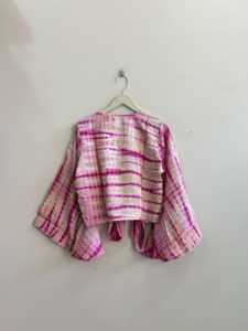 Women Vintage Silk Wrap Top <b>Boho</b> Crepe Silk Crop Top Bell Sleeve Tank Top Women Blouse - Product Image 6