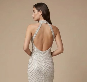 Vestido de Noche Elegante con Lentejuelas y Rayas Verticales, Cuello Halter sin Mangas, con Cuentas, para Invitadas a Bodas y Fiestas, Nueva Tendencia 2026 - Product Image 2