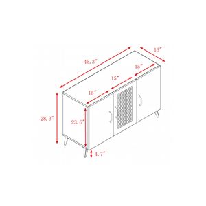 Armadio a Tre Ante in Rattan Naturale con Ampio Spazio di Archiviazione, Struttura Durevole e Stabile, Unità di Stoccaggio per Cucina - Product Image 5