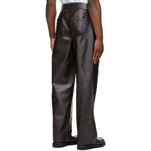 Pantalon en cuir pour homme, pantalon décontracté ajusté pour l'extérieur, taille personnalisée pour l'hiver, pantalon en cuir brillant pour homme, cuir OEM - Product Image 4