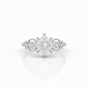 แหวนเพชรแล็บโกรว์ทรงปรินเซสคัท ทองคำแท้ 14K 18K ดีไซน์อินฟินิตี้ด้านข้าง สำหรับงานหมั้นและงานแต่งงาน จาก Wonderful Manufacturing - Product Image 3