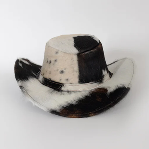 Sombrero de Vaquero Unisex de Cuero Vacuno con Patrón Blanco y Negro a Rayas, Estilo Occidental, para Adultos, 56-58cm, para Usar en la Playa en Verano - Product Image 5