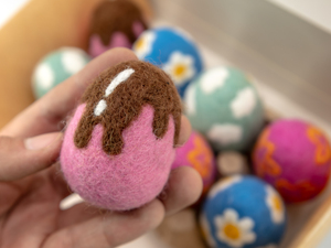 Wholesale Felt & Yarn Handmade Wool Needle Felt <b>Easter</b> Egg <b>Ornaments</b> Embroidery Design for Kids Egg Hunt Spring Craft Supplies - Product Image 6