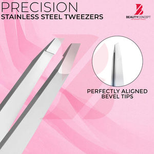 Perfectas para dar forma, pinzas de acero inoxidable con agarre antideslizante y punta inclinada para un aseo preciso y modelado de cejas. - Product Image 6