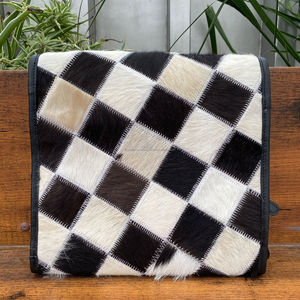 กล่องเครื่องประดับแบบม้วนหนังวัวลายตารางสีดำและสีขาวทำด้วยมือกล่องเก็บเครื่องประดับแบบกำหนดเอง - Product Image 5