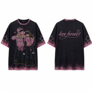 2026 New Arrival Custom Vintage Washed Boxy Cropped T-<b>shirt</b> Rhinestone <b>Star</b> & Cross Pattern Embellished Oversize Men's T-<b>shirt</b> - Product Image 1