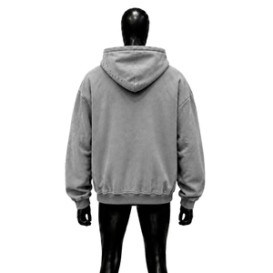 Sudadera con capucha plateada vintage al por mayor, diseño de estampado circular, bolsillo frontal, ropa casual de otoño, estilo urbano, jersey de tejido grueso - Product Image 2