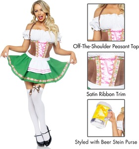 Vestido Dirndl Bávaro para Mujer, Material de Poliéster, Disfraz para Televisión y Cine, para Oktoberfest y Festivales Bávaros, Venta al Por Mayor Personalizada - Product Image 1