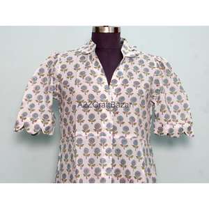 Robe d'été décontractée en coton pour femme, style kenguru, coupe trapèze moderne, idéale pour les fêtes et mariages, motif floral imprimé à la main, style doux - Product Image 2