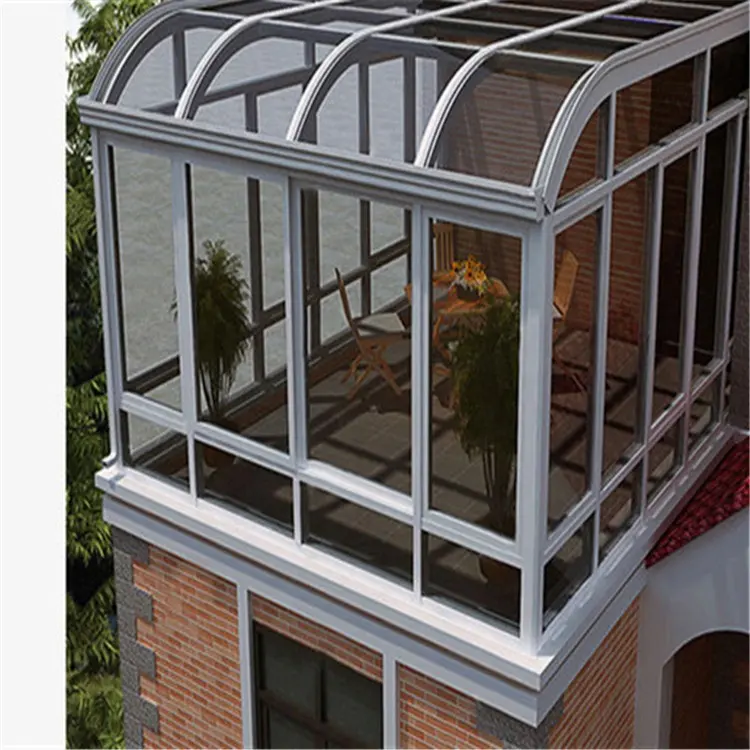 Casa de vidrio de aluminio prefabricada laminada Low-e vidrio Conservatorio Sunroom aluminio invierno jardín casa verde diseño