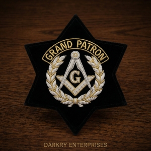 Parche Bordado a Mano con Hilo de Oro y Plata, Insignia Masónica del Gran Patrón, Estrella de Seis Puntas en Terciopelo Negro, Adorno para Blazer - Product Image 1
