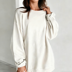 Women Oversized Crew Neck Sweatshirt Casual Long Sleeve Pullover Loose Fit Solid Color Fleece Sweatshirt Soft Cozy Autumn Winter - Product Image 4