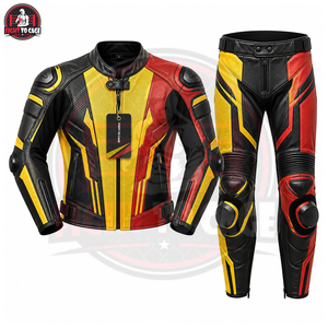 Premium Quality Split Track <b>Racing</b> Leather Suit Two-Piece Perforated Motorcycle Biker Outfit Cowhide Leather <b>Racing</b> <b>Jacket</b> Pant - Product Image 2