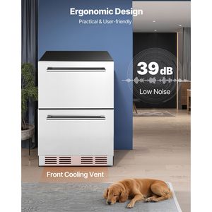 "24" Inch Stainless Steel Dual Drawer Counter <b>Refrigerator</b> with Temperature Control for Outdoor Use - Product Image 6
