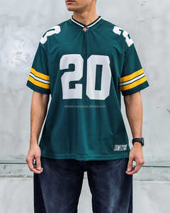 Conception personnalisée Boxy T-Shirt surdimensionné unisexe col en V Jersey respirant rétro maille Y2K Football Streetwear Sublimation Imprimer - Product Image 1