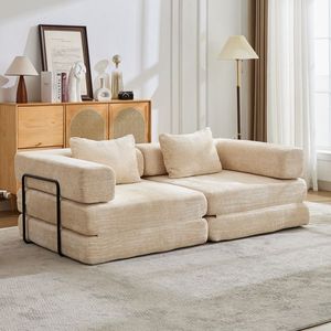 Divano a Forma Fissa Comprimibile Convertibile in Chaise Longue da Terra con Sezioni Modulari Senza Ossa, Nessun Assemblaggio Richiesto - Product Image 1