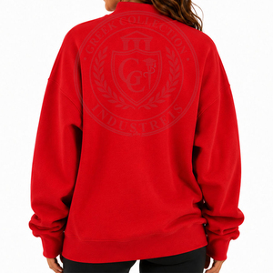 Custom Size Winter Mock Neck <b>Red</b> Sweatshirts Greek embroidery logo <b>women's</b> <b>hoodie</b> 100% cotton Fleece Eco-Friendly Breathable - Product Image 6