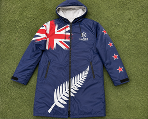 Custom New Zealand Flag Swim Parka Jacket | Waterproof Fleece Lined <b>Long</b> Hooded Swim <b>Coat</b> for Swimming, Surfing & Outdoor Sports - Product Image 6