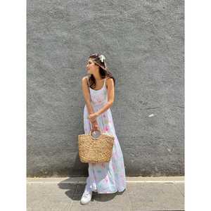 Vestido Informal de Uso Diario con Estampado Floral Tejido Blanco, Corte en A, Transpirable, Cintura Natural, Talla XS - Product Image 4