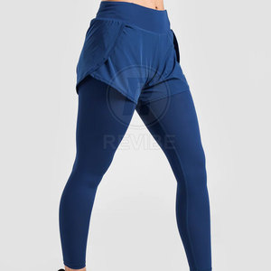 Nouveau design, leggings de yoga décontractés 2-en-1 en polyester et coton tricoté, taille mi-haute, séchage rapide et respirants, haute qualité - Product Image 2
