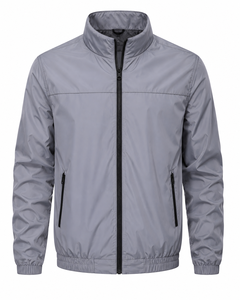 Veste coupe-vent pour homme, bleu marine, col rond, coupe-vent, séchage rapide, respirante, fermeture éclair, décontractée, sportive, saison hivernale, polyester - Product Image 2