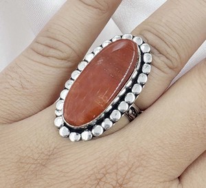 Natural Red Jasper Healing Stone <b>Ring</b> <b>Silver</b> Plated <b>Adjustable</b> Gemstone Fashion Jewelry Wholesale Ready Red Stone <b>Ring</b> - Product Image 1