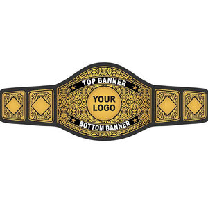 Personalized Boxing Award Belt Black Gold Alloy <b>Plate</b> Custom <b>Name</b> Title Leather Strap Sports Competition Recognition Trophy - Product Image 1