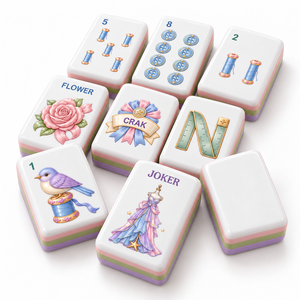 160 tuiles de Mahjong américaines en acrylique à quatre couches avec marquages clairs, ensemble de Mahjong occidental violet pastel rose pour soirée entre filles, cadeau - Product Image 5