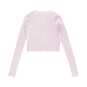 <span class=keywords><strong>Cardigan</strong></span> Vintage con scollo a V corto Vintage chiaro <span class=keywords><strong>viola</strong></span> lavorato a maglia con struttura a coste e dettagli con bottoni simili a perle - Product Image 5