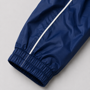 Men's Blue <b>White</b> Color Blocking Sporty Racer Jacket <b>Quarter</b> <b>Zip</b> Stand Collar Windproof Polyester Outerwear Autumn Wear - Product Image 3