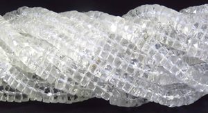 Natural Clear Crystal Rondelle & Heishi Shape Gemstone Beads 6.5mm High Quality Faceted 16" Strand Polished Center Drilled DIY - Product Image 2
