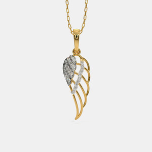 Collier pendentif aile d'ange en or jaune avec diamant de laboratoire - Product Image 3
