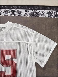 Men's Number Print Jersey Shirt Crew <b>Neck</b> Short Sleeve Mesh Tee Tops Casual Football Jersey Shirts - Product Image 5