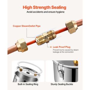 Kit di Fermentazione Domestica in Acciaio Inox da 50 L (13,2 Galloni) con Serpentina in Rame per Distillazione e Raffinazione di Alcol e Acqua - Product Image 6