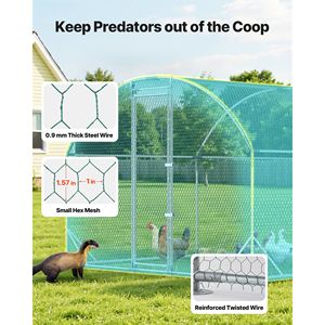 Grand poulailler métallique 9 x 25 x 6,6 pieds avec enclos pour poulets, couverture imperméable, structure robuste, toit en dôme - Cages pour animaux - Product Image 4