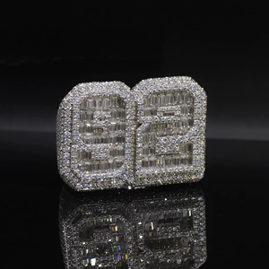 Custom Number Championship <b>Ring</b> 925 <b>Silver</b> Lab Grown Diamond Iced Out Baguette and Round <b>Statement</b> <b>Ring</b> Hip Hop Pass Diamond - Product Image 1