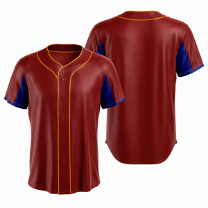 เสื้อเบสบอลสีแดงกรมท่า แบบบล็อกสี โพลีเอสเตอร์ 100% แห้งเร็ว เสื้อกีฬา 180 กรัม แห้งเร็ว เสื้อเบสบอลแบบสั่งทำ - Product Image 2