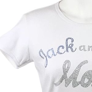 White Short Sleeve Crew Neck <b>T</b> <b>Shirt</b> with Pastel Jack and Jill Mom Embroidered Design Women's Graphic Tee for Casual Everyday - Product Image 4