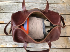 กระเป๋าหนังแท้ทำมือทรงดัฟเฟิล สไตล์วินเทจ สำหรับเดินทางช่วงสุดสัปดาห์  ขนาดใหญ่ ใส่ของได้เยอะ  สำหรับผู้ชายและผู้หญิง  มีซิป - Product Image 5