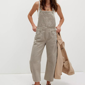 Wholesale Women's Stonewashed Denim Overalls Jumpsuit Loose Fit Straight Leg High Waist Summer Casual/Formal Streetwear - Product Image 1