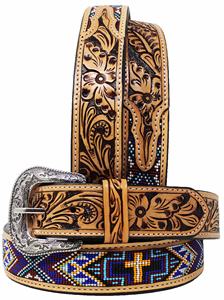 Cinturón de 1,5 "hecho a mano con cuentas cinturón de estilo occidental de lujo de cuero genuino de vaca Argentina Premium de grano completo con opciones personalizadas - Product Image 2